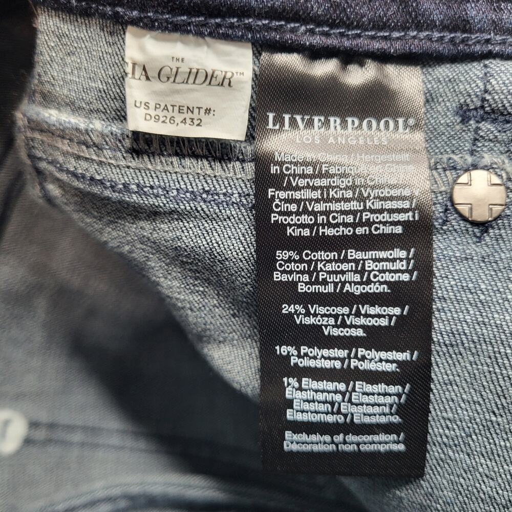 Liverpool Gia Glider Crop Jeans Pull On Split Raw Hem Flare Columbia Dark 26P - Picture 10 of 11